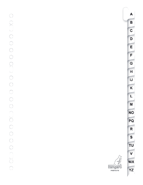 Tabblad Kangaro Pk420azm A4 23r A-Z Kart 20dlg Wit