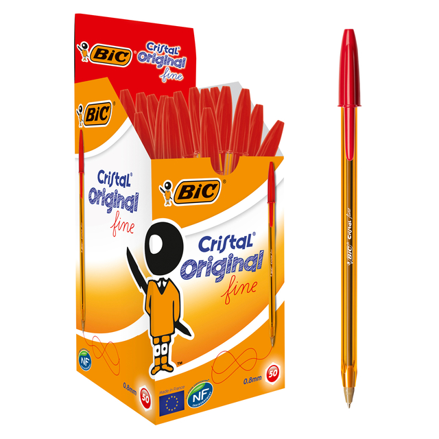 Balpen Bic Cristal F Rood