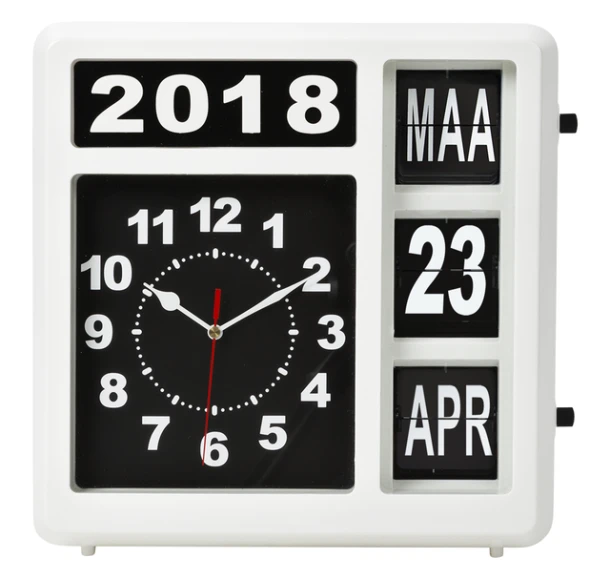 Wandklok Perel analoog 310x310mm nederlandse versie wit