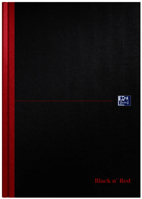 Notitieboek Oxford Black nā Red A4 96vel blanco zwart