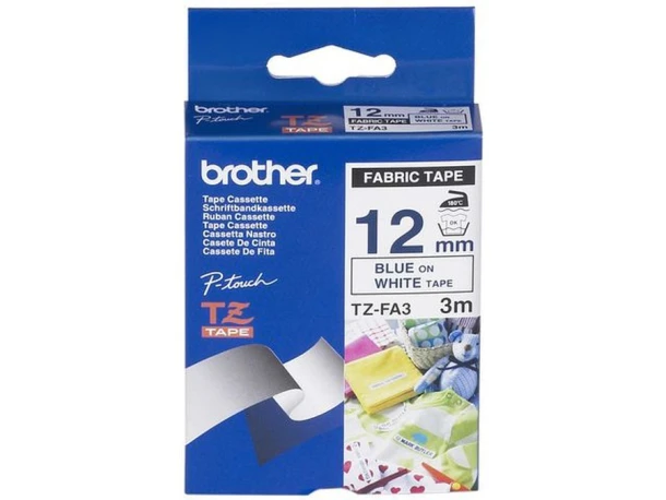Labelprintertape TZe-FA3 12mm textiel blauw/wit