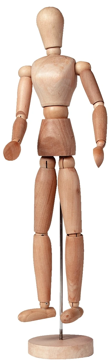 Ledenpop vrouw 40 cm blank hout