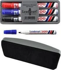 Whiteboardmarkers set 3 kleuren en borstel