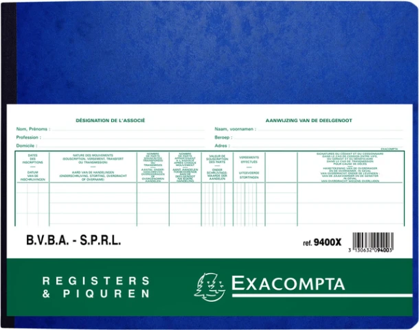 Register Piqure Aandeelhouder Bvba/Sprl 80vel