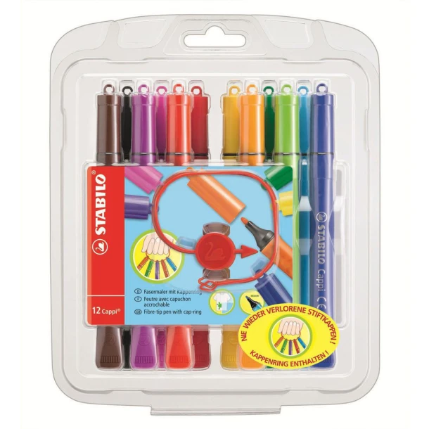 Viltstift Stabilo Cappi etui 12 stuks