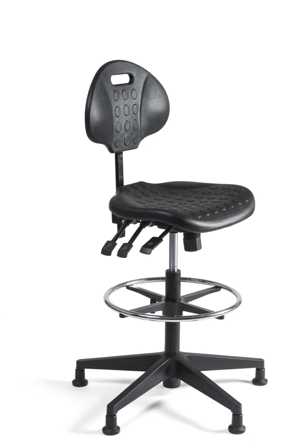 Werkstoel type CS257, hoge gaslift, voetenring