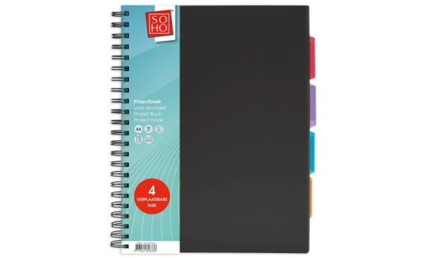 Projectboek A4 zwart 200 vel