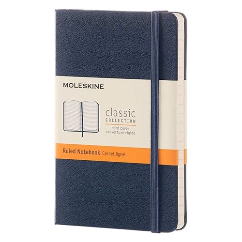 Notitieboek MoleskinePocket Ruled Hard Cover Sapphire Blue
