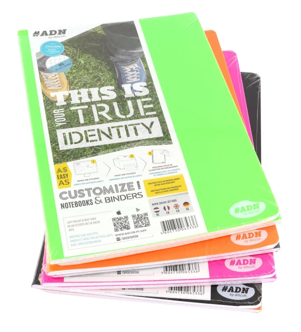 Schrift A4 #ADN assorti neon geruit 5x5 pak a 2 st 80 blz