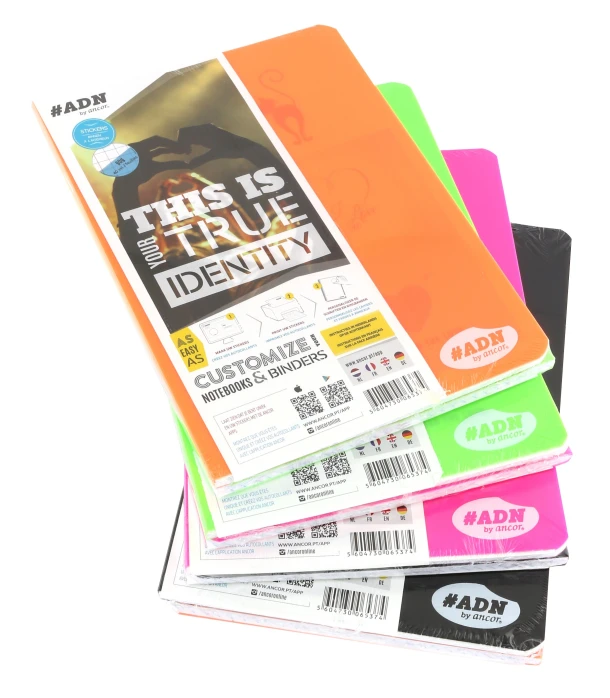 Schrift A5 #ADN assorti neon geruit 5x5 pak a 2 st 80 blz
