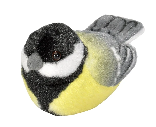 Pluche vogel met geluid - KOOLMEES
