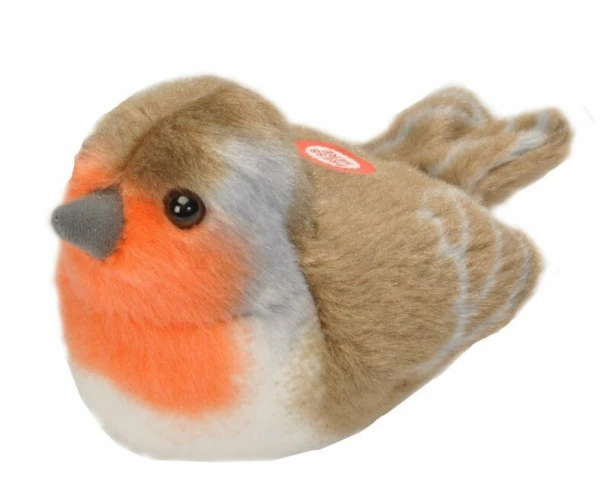 Pluche vogel met geluid - ROODBORST