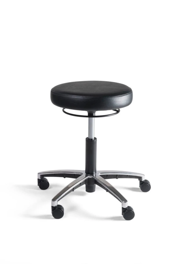 Verrijdbare kruk CSW-28, aluminium onderstel, PVC zitting