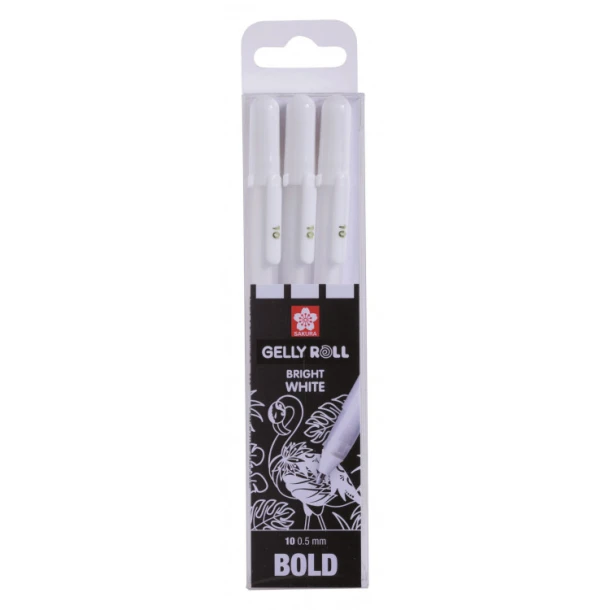 Fineliner Gelly basic Helder Wit set 3 bold
