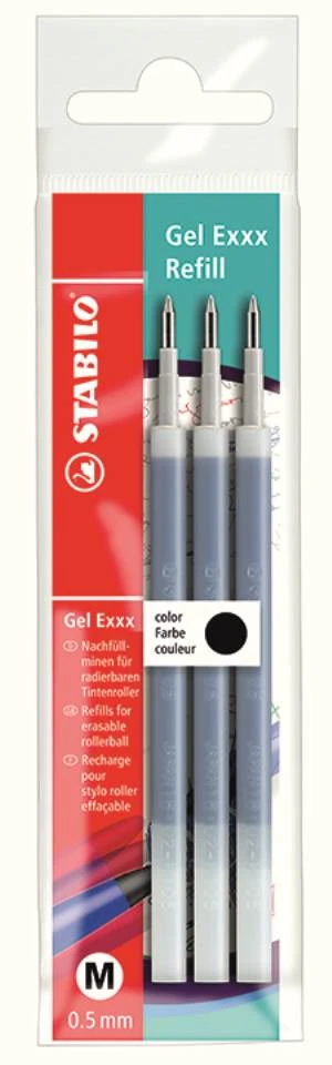 Vullingen voor Stabilo Gel Exxx, zwart 3 stuks ECO-Pack