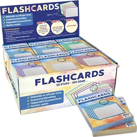 Flashcards A6 50 stuks paars met lijn incl ring