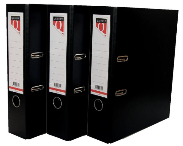 Ordner Quantore A4 80mm insteek rugetiket zwart