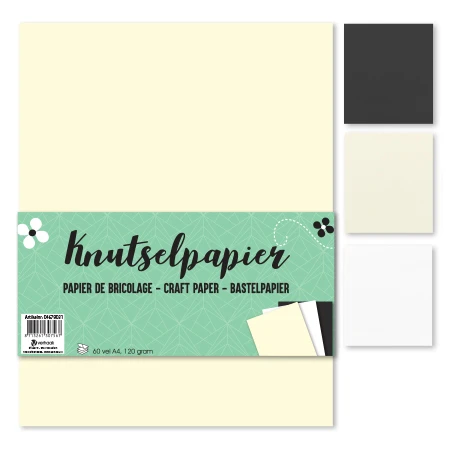 Knutselpapier A4 wit/zw/iv 120g 60/