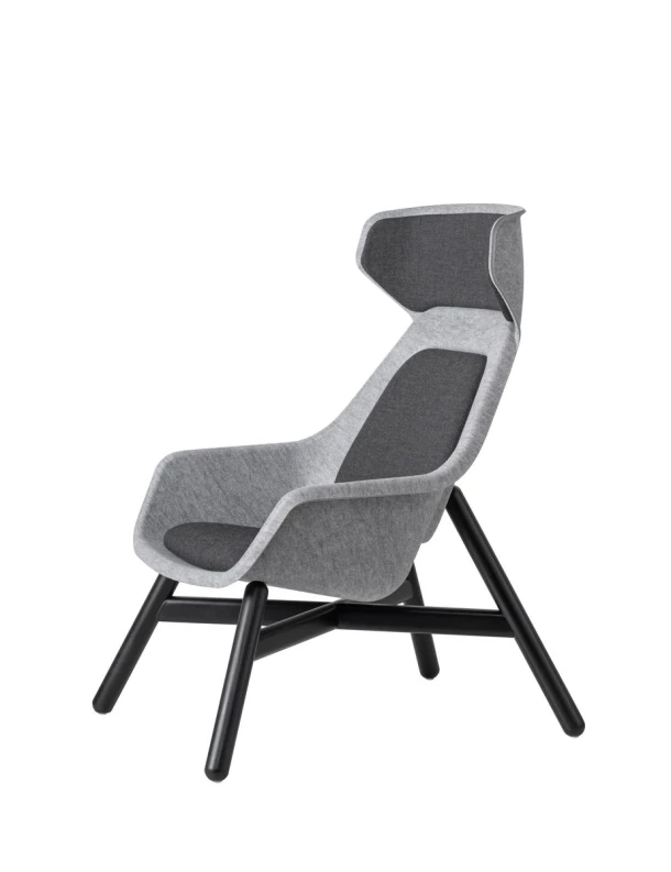 Fauteuil Vepa Relax, vilt kuip met hoofdsteun, 4-poots onderstel van hout