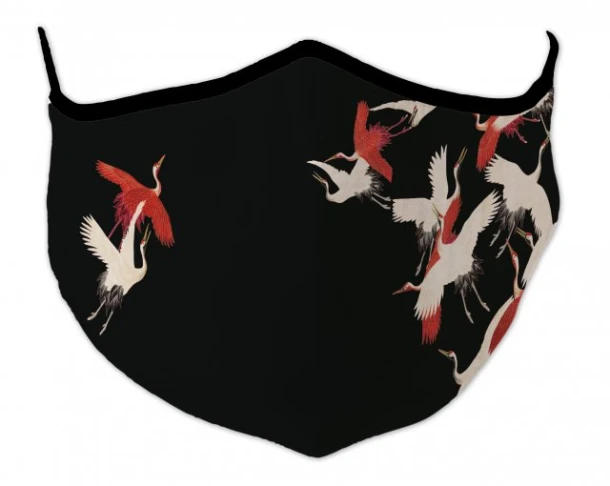 Mondkapje: Woman haori with Red and White Cranes, Collection Rijksmuseum