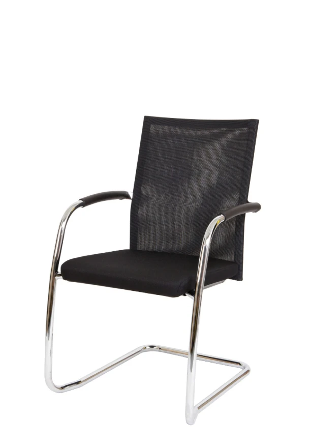 Vergaderstoel CSO-65, sledeframe, armleggers, rug mesh