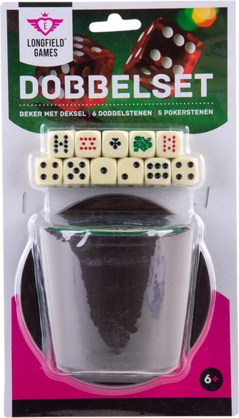 Dobbel/pokerbeker-Set m.deksel 2x stenen