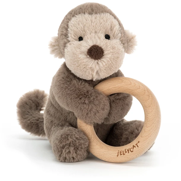 Jellycat knuffel Shooshu Monkey Wooden Ring Toy