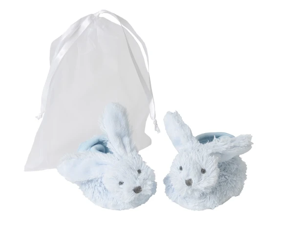Pluche Blue Rabbit Richie Slippers in organza bag