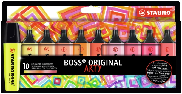 Markeerstift STABILO BOSS ORIGINAL - ARTY etui met 10 kleuren - ‘warm colors‘