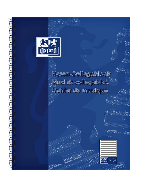 Collegeblok Oxford Muziek A4+ 4-Gaats 50vel 90gr