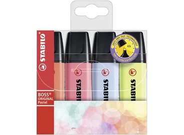 Markeerstift Stabilo Boss 70/4-3 Pastel etui a 4