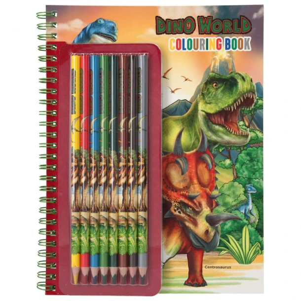 Kleurboek Dino World met kleurpotloden Depesche