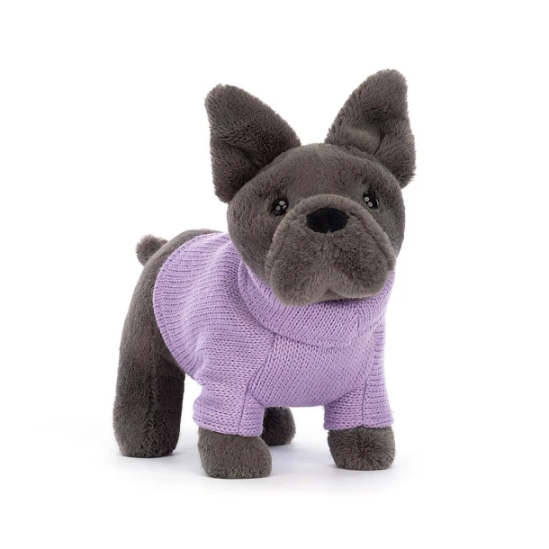 Jellycat knuffel Franse Bulldog Sweater Paars