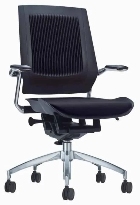 Bureaustoel Bodyflex Task, stof zwart, voet aluminium gepolijst