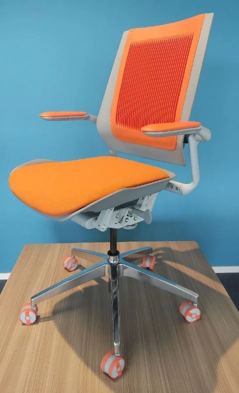Bureaustoel Bodyflex Task, stof oranje, frame aluminium gepolijst