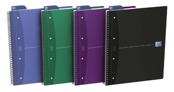 Spiraalblok Oxford Essentials A4+ 90vel 4-gaats gelinieerd