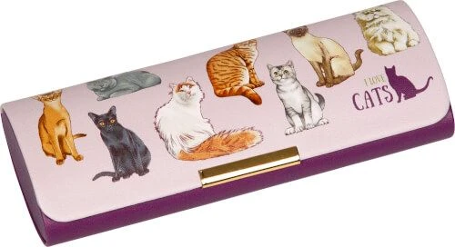 Brillenkoker met doekje I love cats