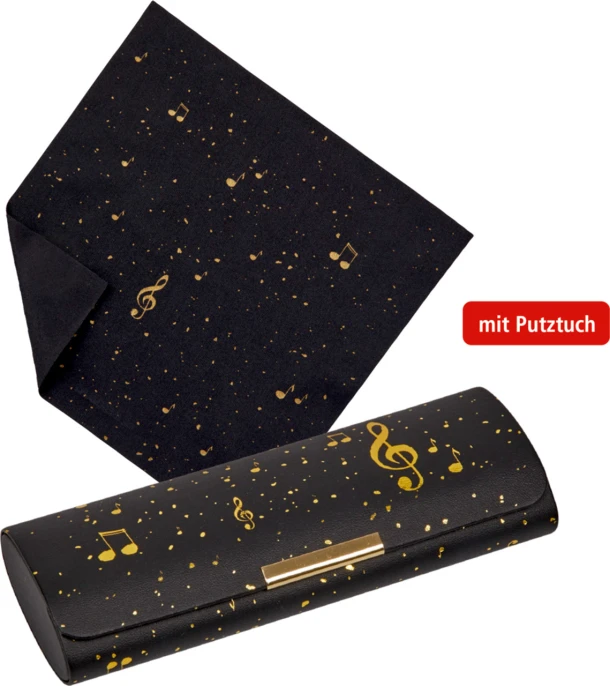 Brillenkoker met doekje All about music donkerblau