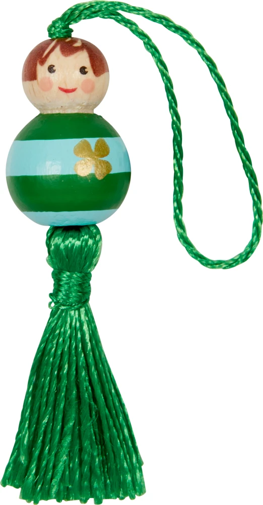 Gelukspoppetje streep met klavertje vier groen