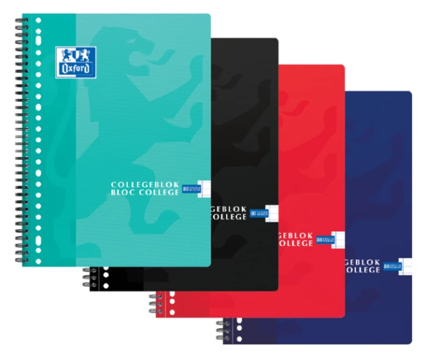 Collegeblok Oxford A4 lijn + kantlijn 80vel 23R as