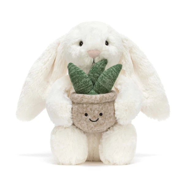 Knuffel Jellycat Creme Konijn met Plant