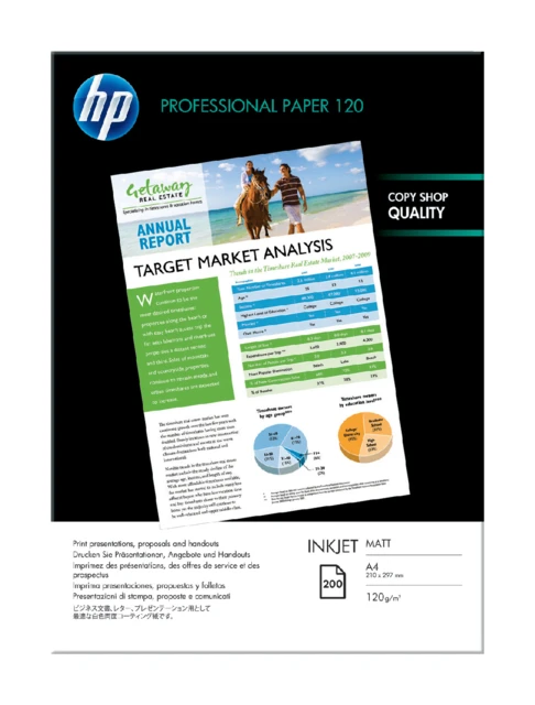 Inkjetpapier Premium A4 Q6593A; 120gr mat 200 vel