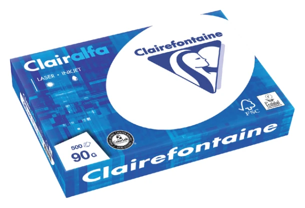 Kopieerpapier Clairefontaine A4 90gr wit; pak 500