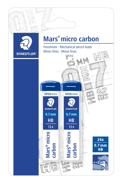 Potloodstift Staedtler Mars Carbon Micro 0.7mm HB blister 2 stuks