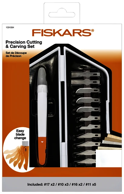 Precisiemes Fiskars Medium Duty set à 12 mesbladen wit
