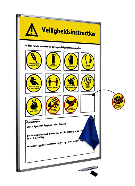 Veiligheidsbord Corona wisselbare iconen nederlandtalig 60 x 90 cm