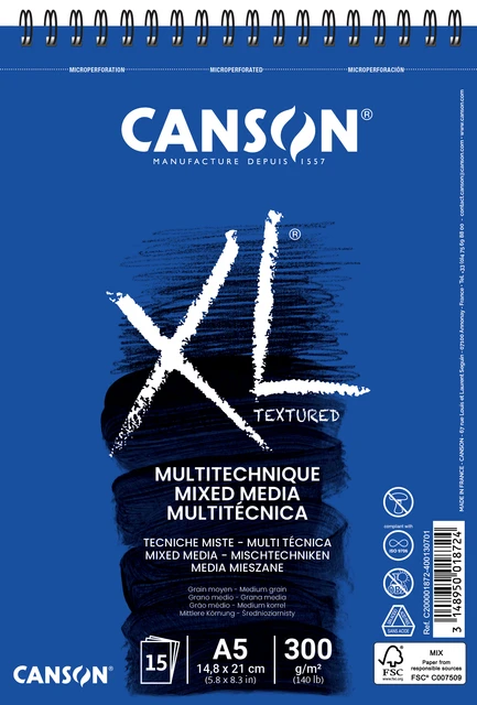 Aquarelblok Canson XL Mix-Media A5 15V 300gr