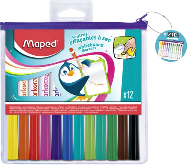 Viltstift Maped Whiteboard Blister 12 Stuks Ass
