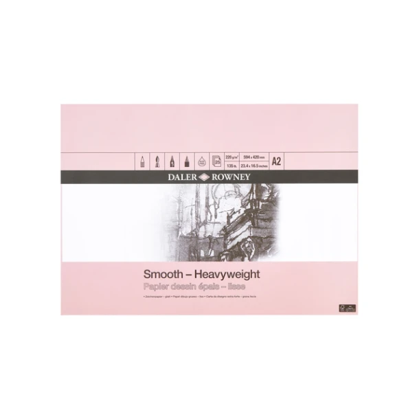Tekenpapier Daler-Rowney Smooth Heavyweight 220gr A2 natuurlijk wit