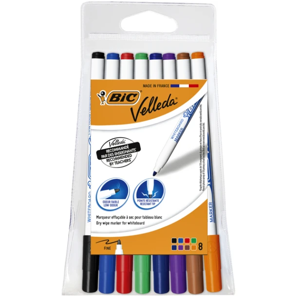 Viltstift Bic Velleda Whiteboard 1721 Etui 8st ass